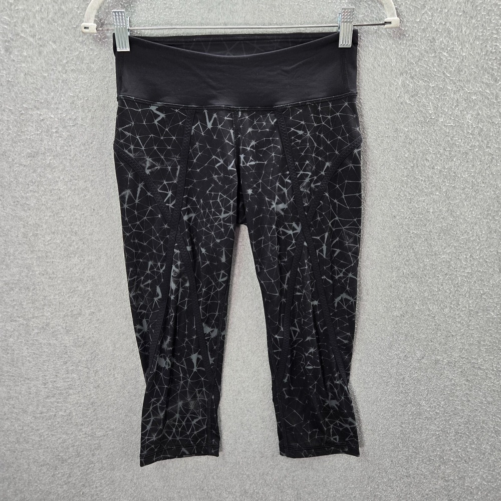 Lululemon Women Activewear Pants 6 Black Pedal Pace Leggings Crop 18 in Inseam